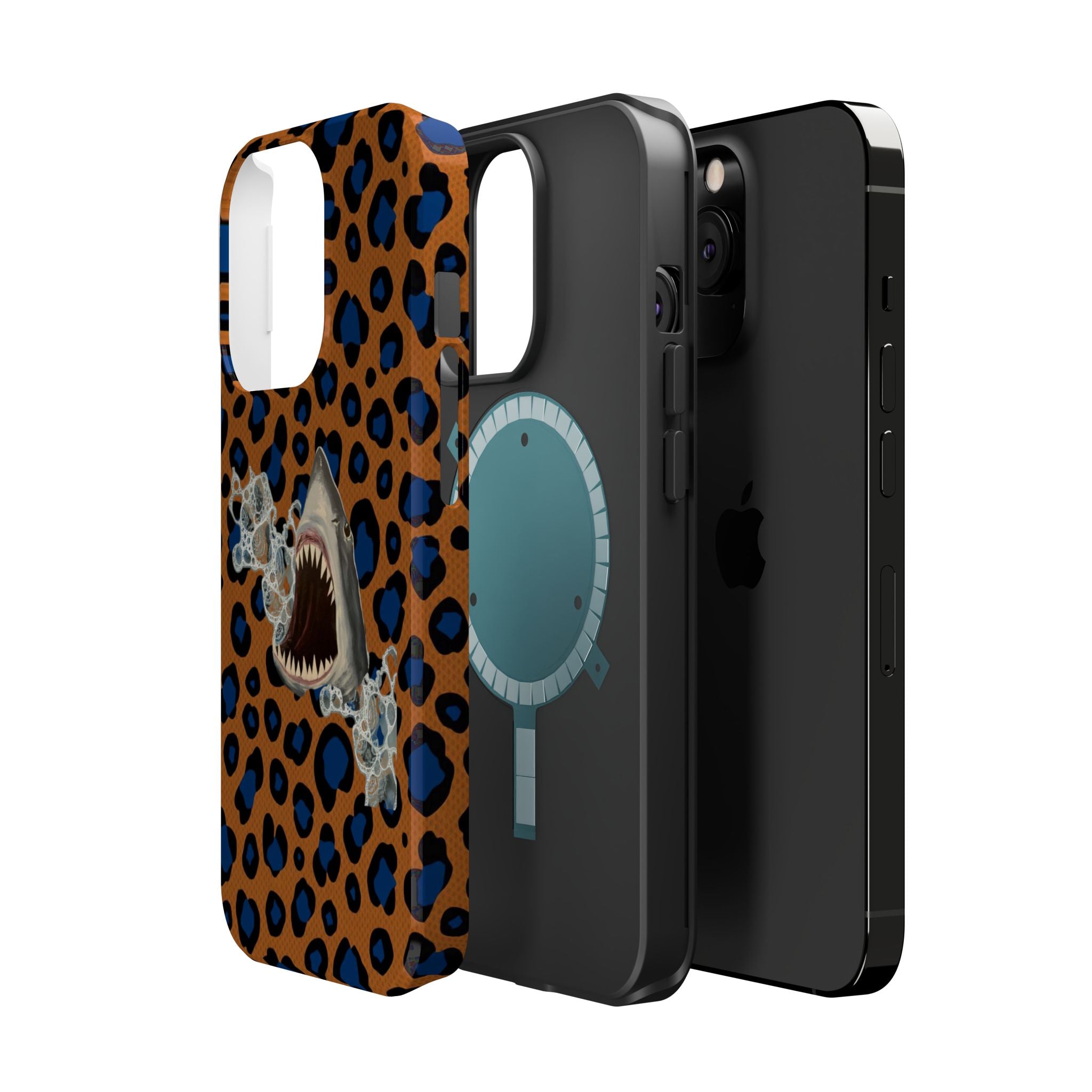 Shark Bite Leopard Print Phone Case — Magnetic Impact-Resistant