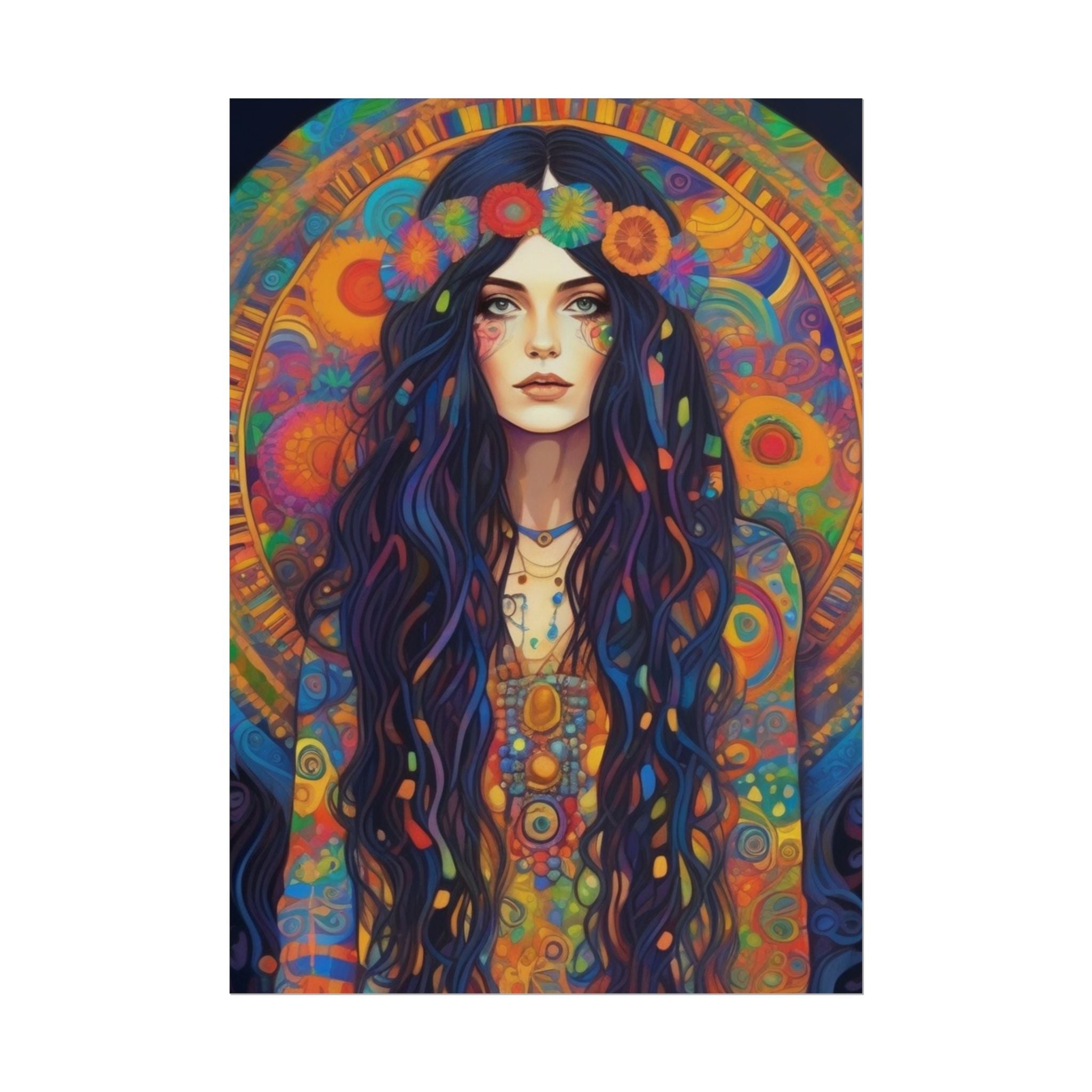 Poster - Hippie Girl Psychedelic Plant Print