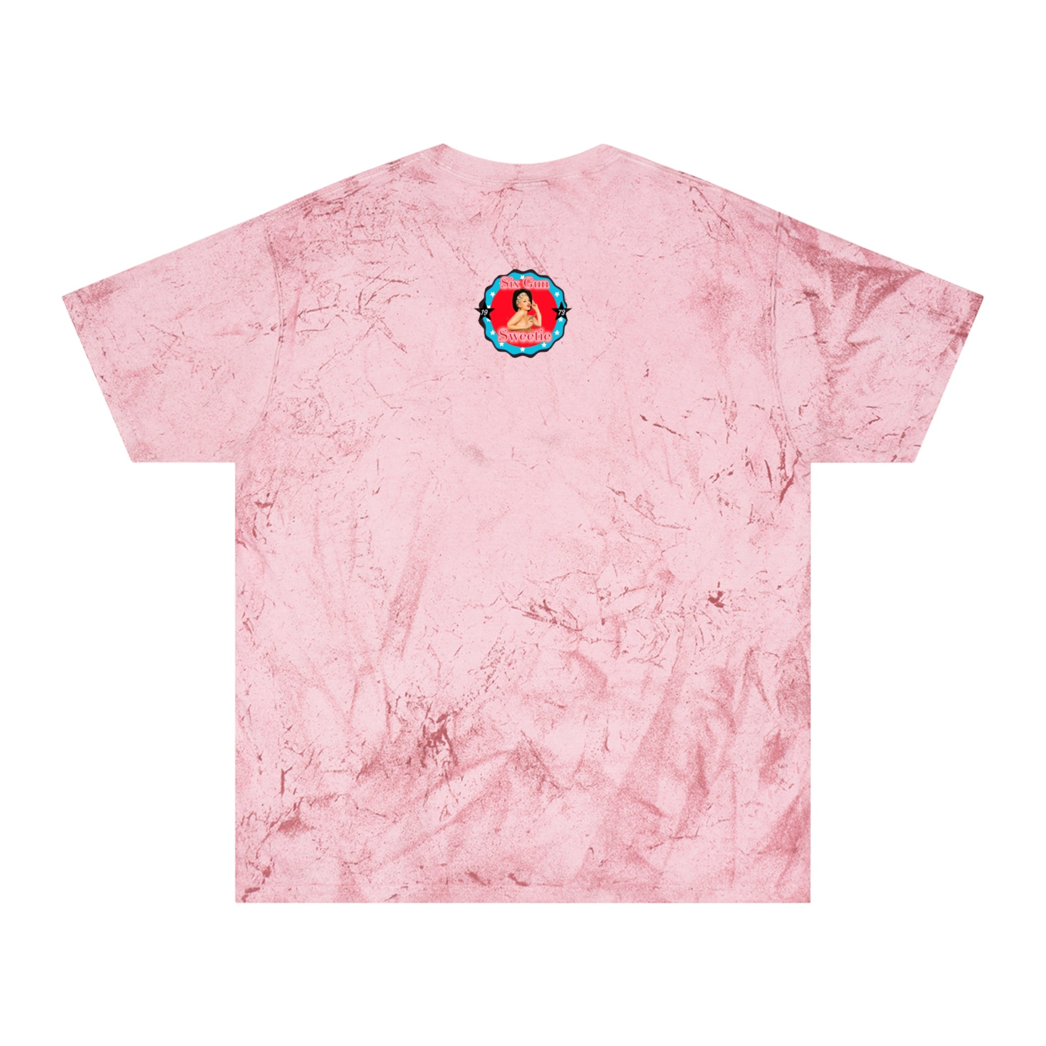 Six Gun Sweetie Tie-Dye T-Shirt — Retro Pink Leopard Graphic Tee
