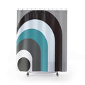 Bauhaus Minimalist Pop Art Shower Curtain — Blue Black White