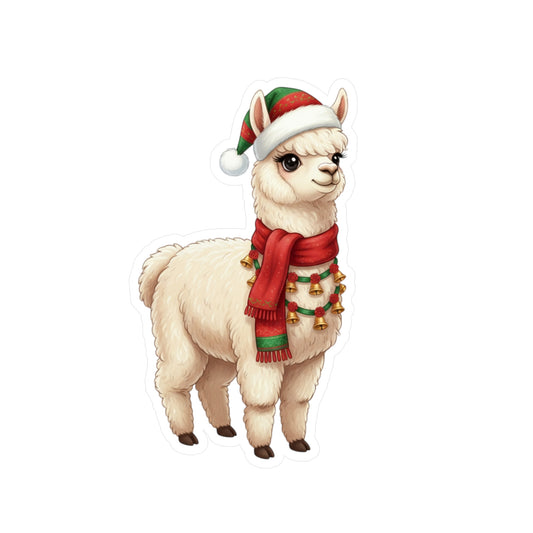 Festive Alpaca Kiss-Cut Vinyl Decals, Holiday Stickers, Cute Animal Decor, Christmas Gifts, Fun Decorations, Seasonal Home Decor