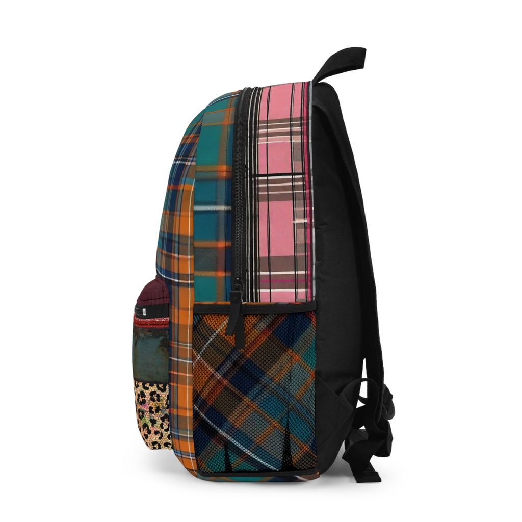 Backpack - Plaid and Leopard Print Design