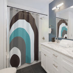 Bauhaus Minimalist Pop Art Shower Curtain — Blue Black White