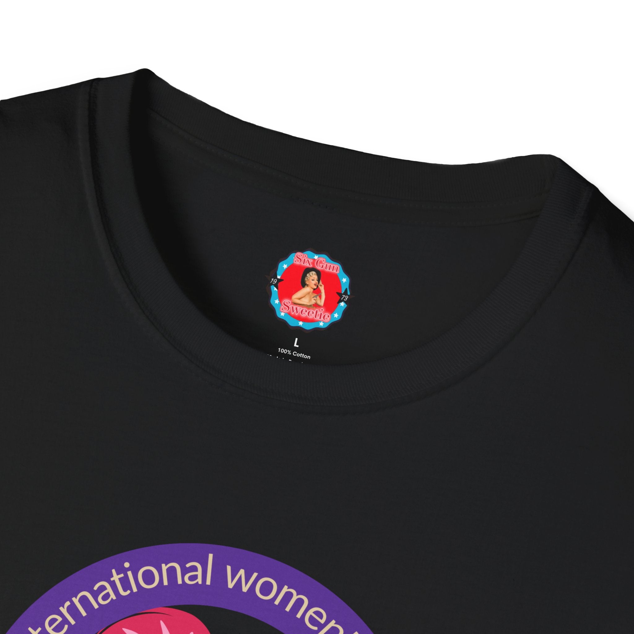 International Women's Day Purple Symbol T-Shirt — Pink Lady Silhouette