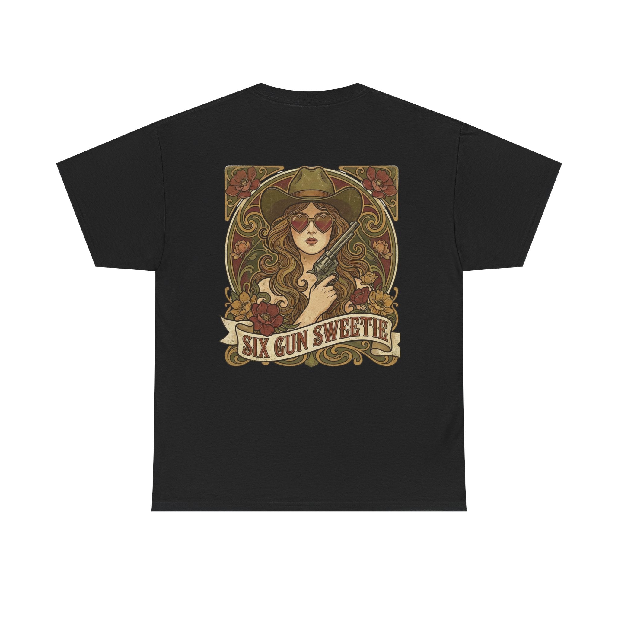 Cowgirl Sweetie Tee — "Six Gun Sweetie" Heart-Sunglasses Wild West Feminist Shirt
