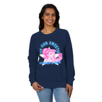 Raglan Crewneck Sweatshirt - Six Gun Sweetie Vintage Girl Applying Lipstick