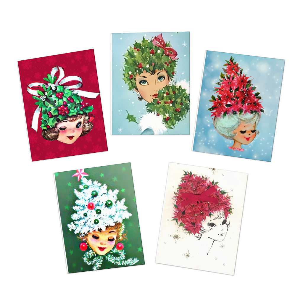 Whimsical Holiday Greeting Cards, Vintage-Inspired Cards for Christmas, Cheerful Seasonal Cards, Festive Note Cards for All Occasions