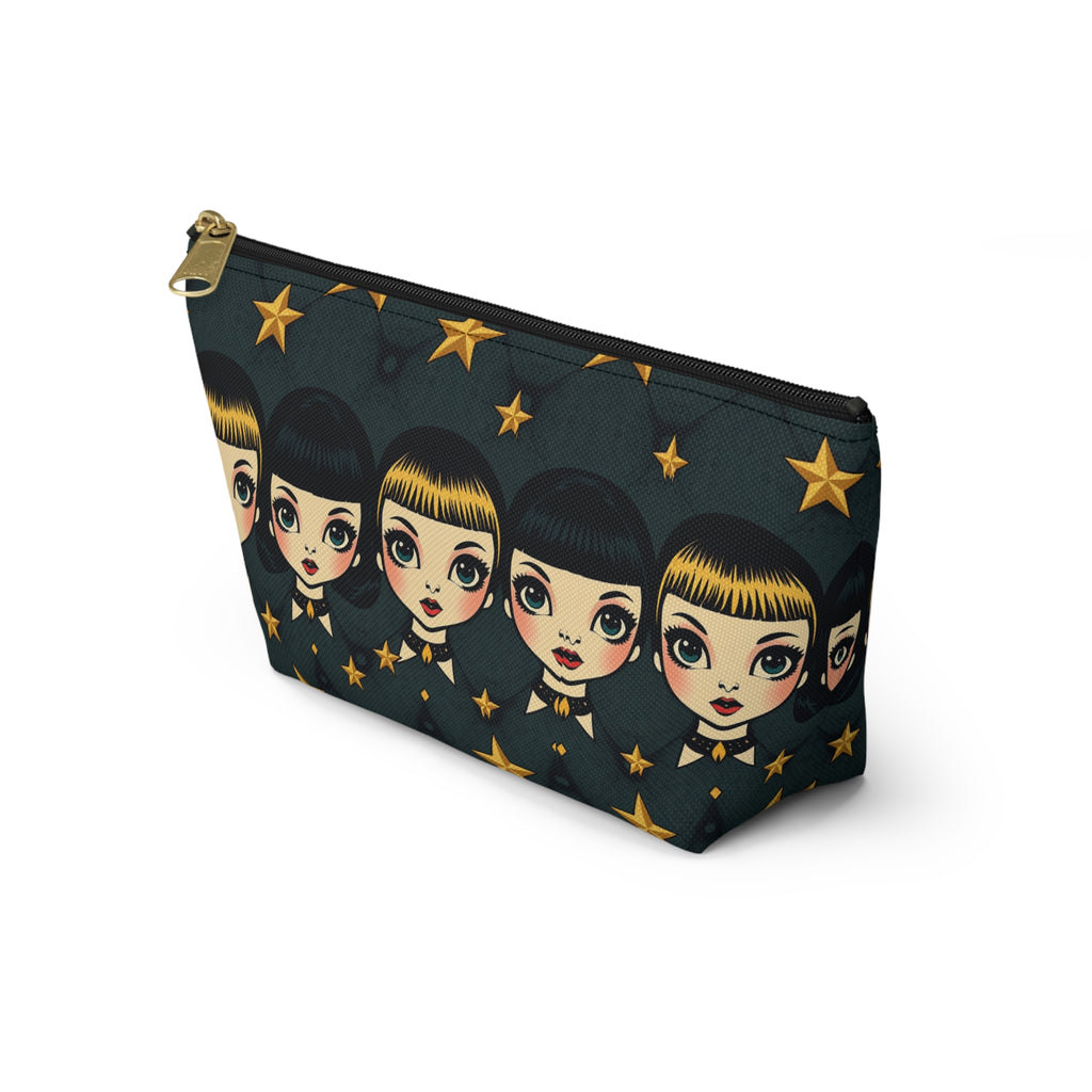 Whimsical Doll Head Accessory Pouch, Cute Makeup Bag, Starry Character Pouch, Gift for Her, Fun Travel Organizer