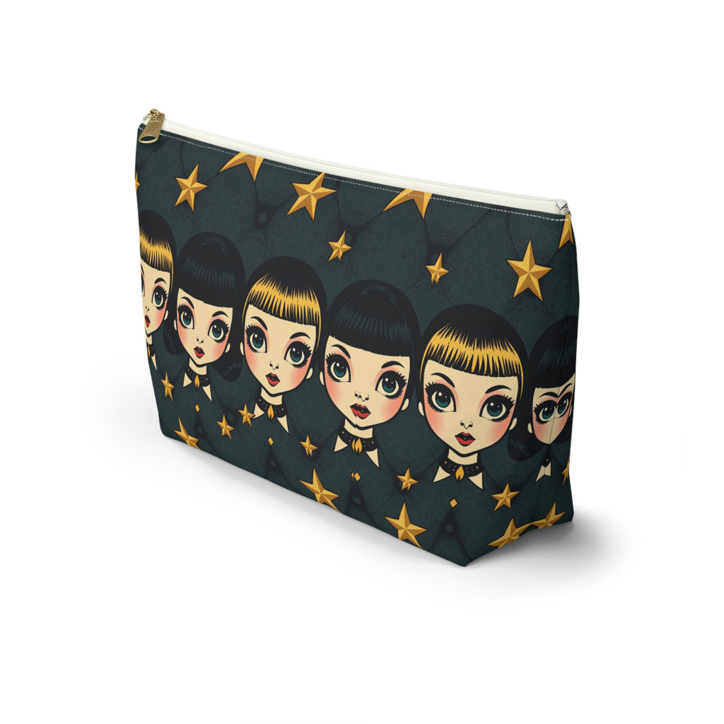Whimsical Doll Head Accessory Pouch, Cute Makeup Bag, Starry Character Pouch, Gift for Her, Fun Travel Organizer