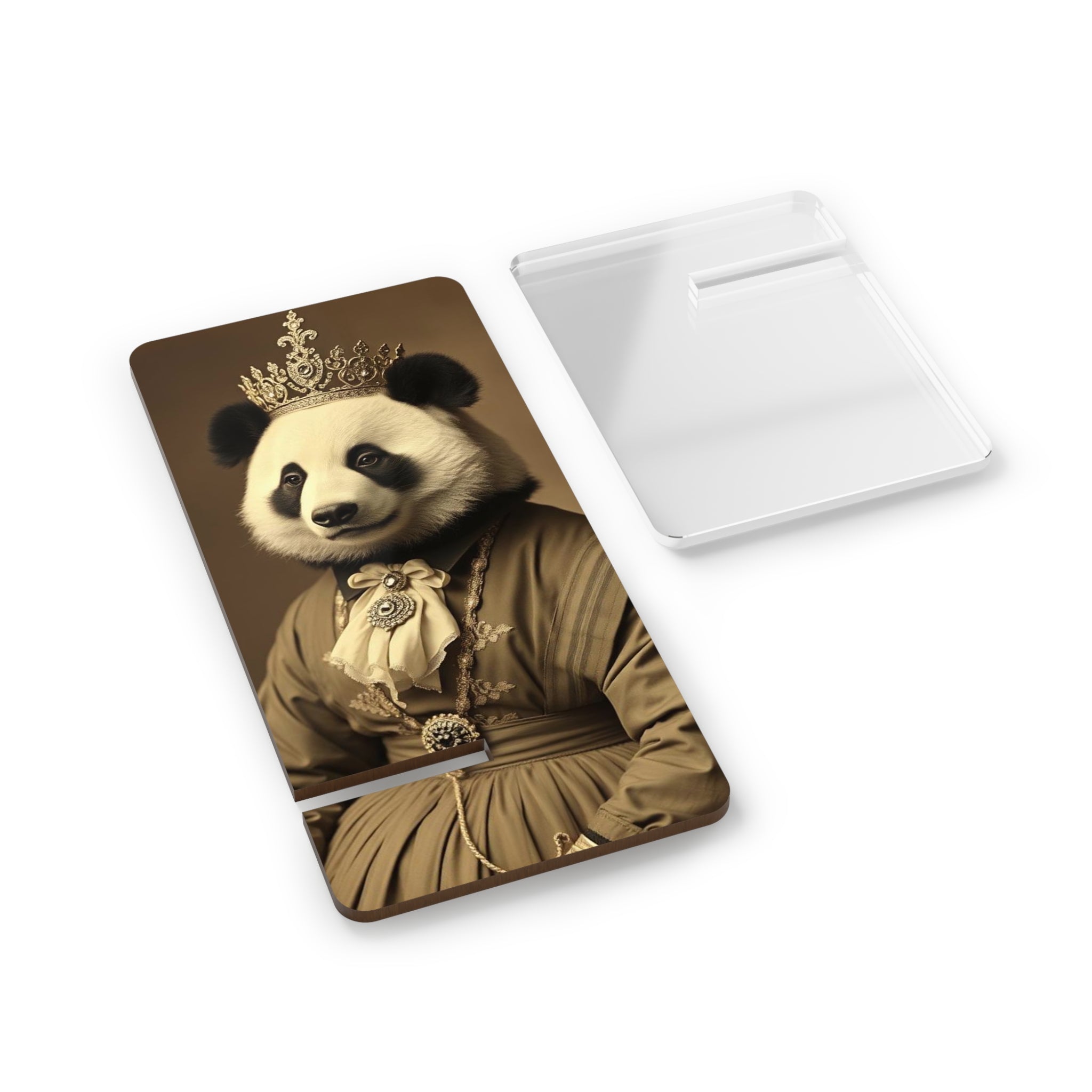 Phone Stand - Panda Bear Victorian Queen Portrait Whimsical Vintage Design