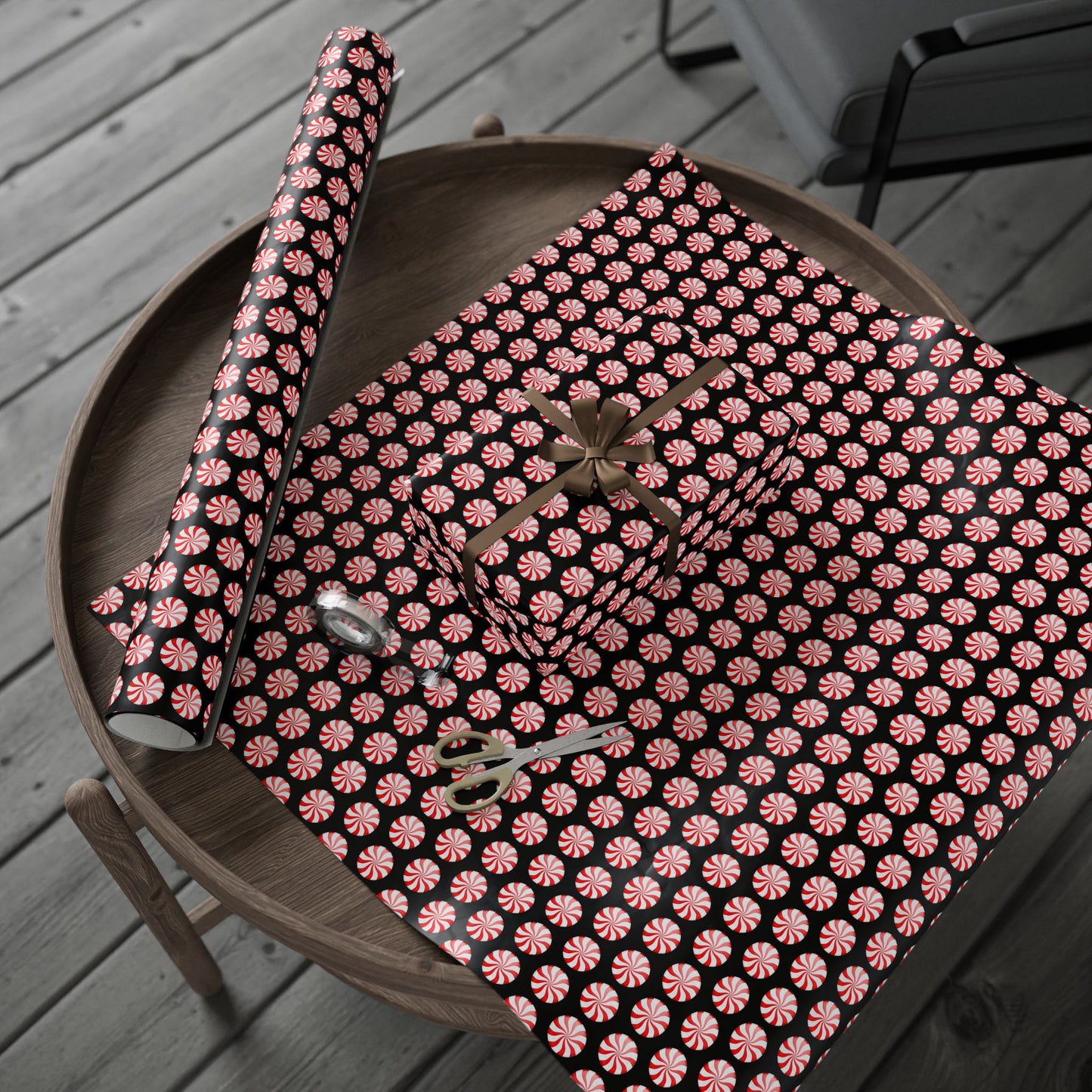 Gift Wrap - Peppermint Goth Christmas Pattern