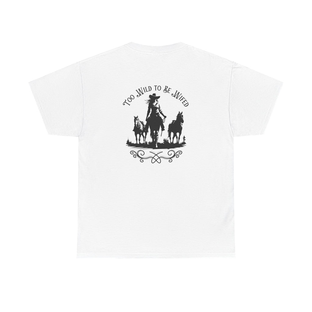 Cowgirl Riding Silhouette Unisex Tee -Too Wild- Wild West Feminist Logo
