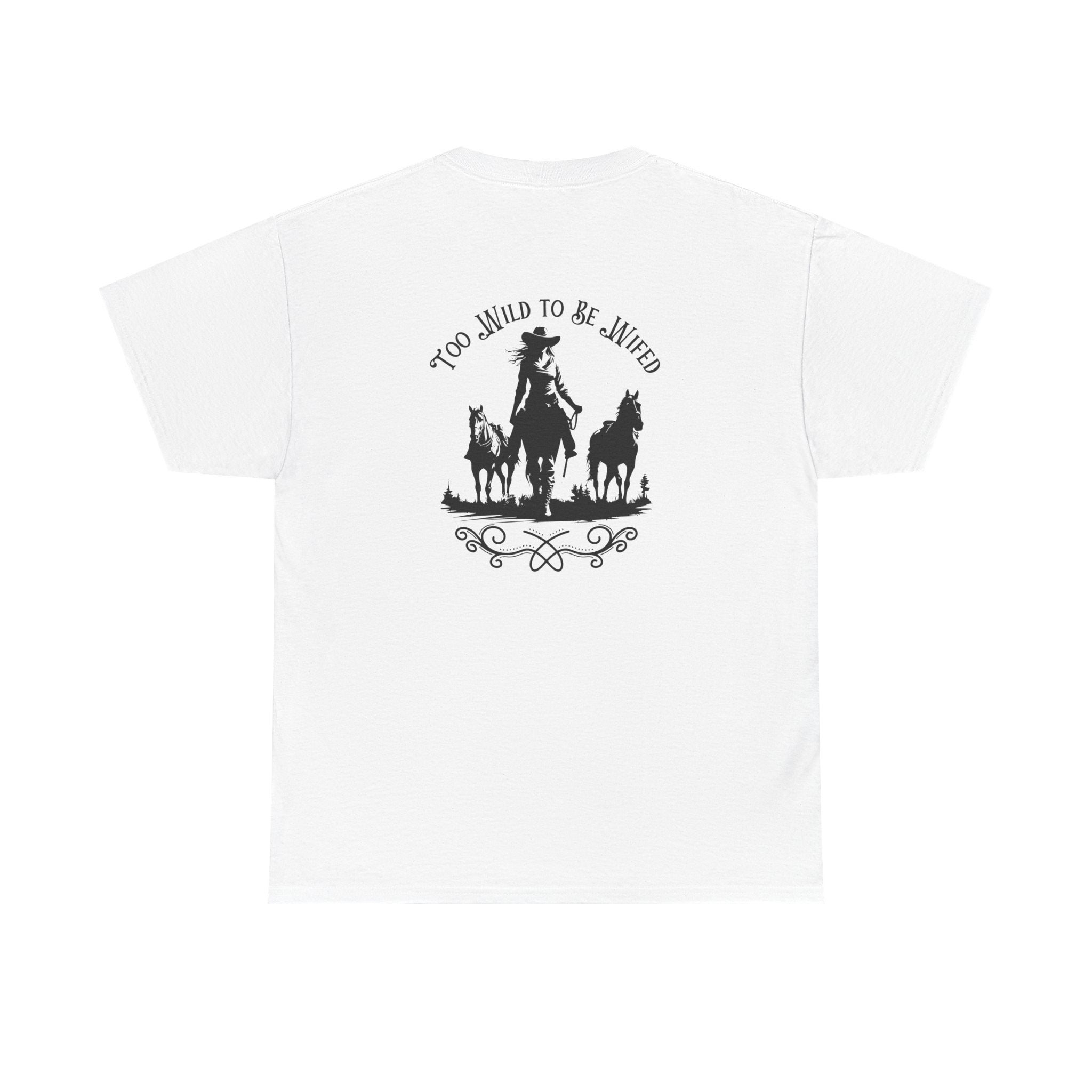 Cowgirl Riding Silhouette Unisex Tee -Too Wild- Wild West Feminist Logo