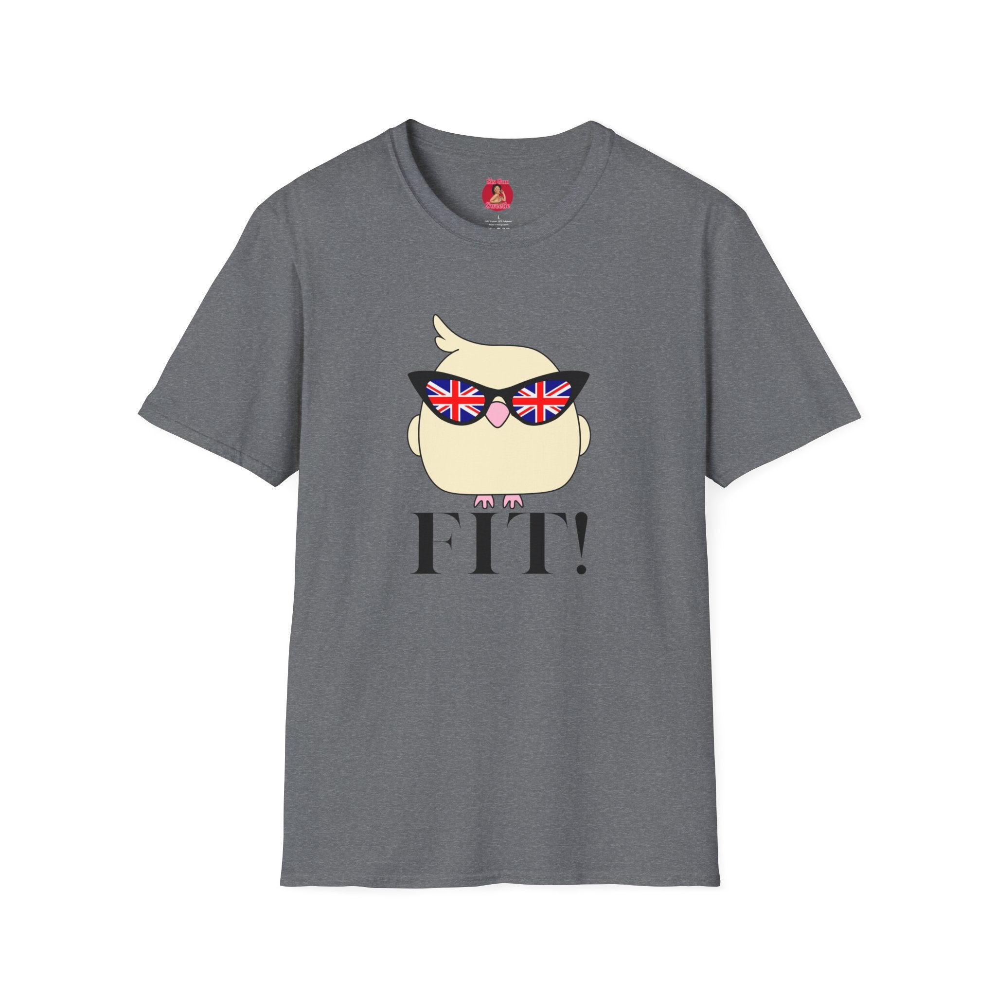 British Cool Fit Bird T-Shirt — Playful Bird with Union Jack Sunglasses