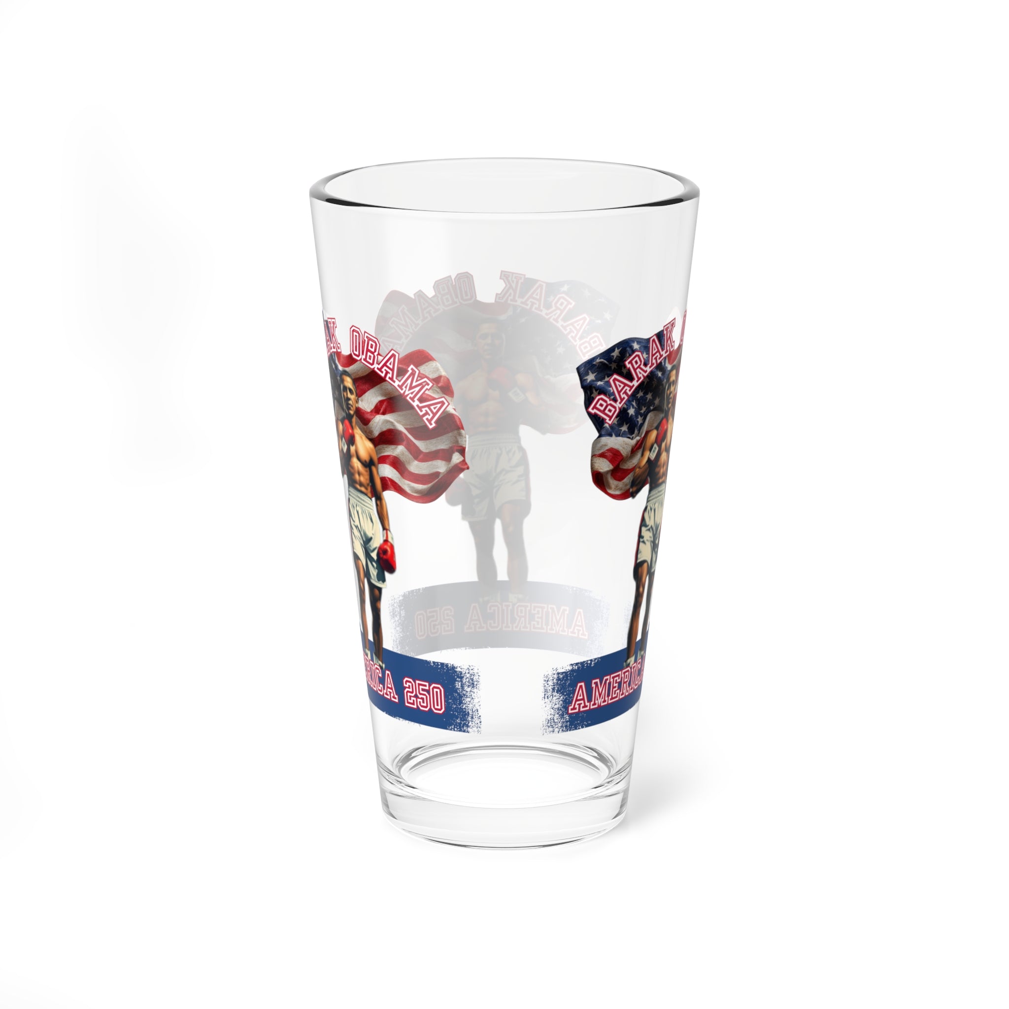 Barak Obama America's Greatest 16oz Mixing Glass — Patriotic Boxer Design
