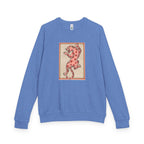 French Terry Raglan Crewneck Sweatshirt - Pink Leopard Heart Tattoo Flash Design