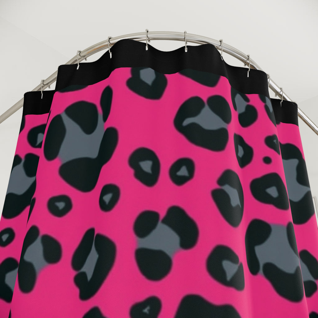 Shower Curtains - Hot Pink Leopard Print '80s Punk Queen Vibe