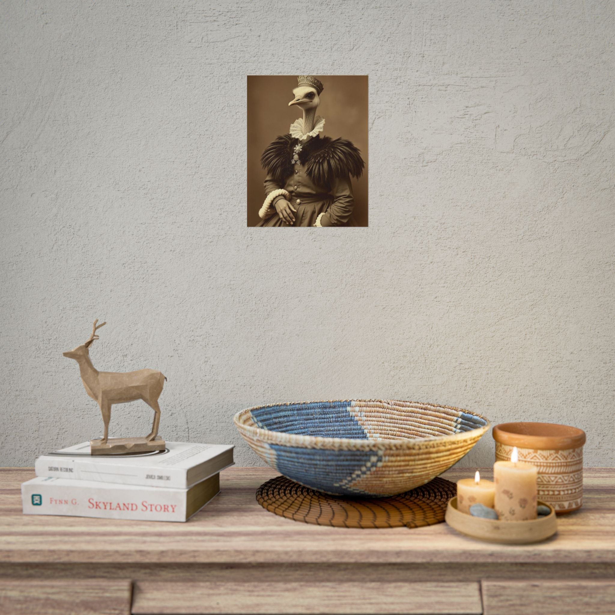 Vintage Animal Art Poster, Quirky Home Decor, Ostrich Portrait, Unique Wall Art, Gift for Animal Lovers, Retro Style Prints