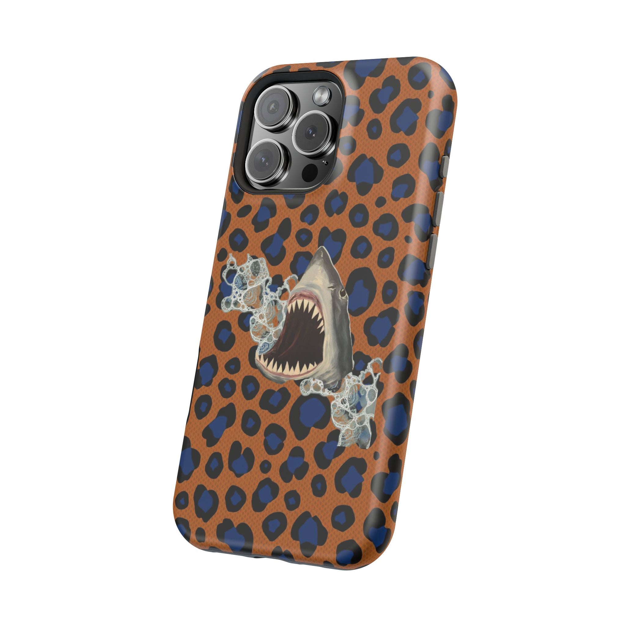 Shark Bite Leopard Print Phone Case — Magnetic Impact-Resistant