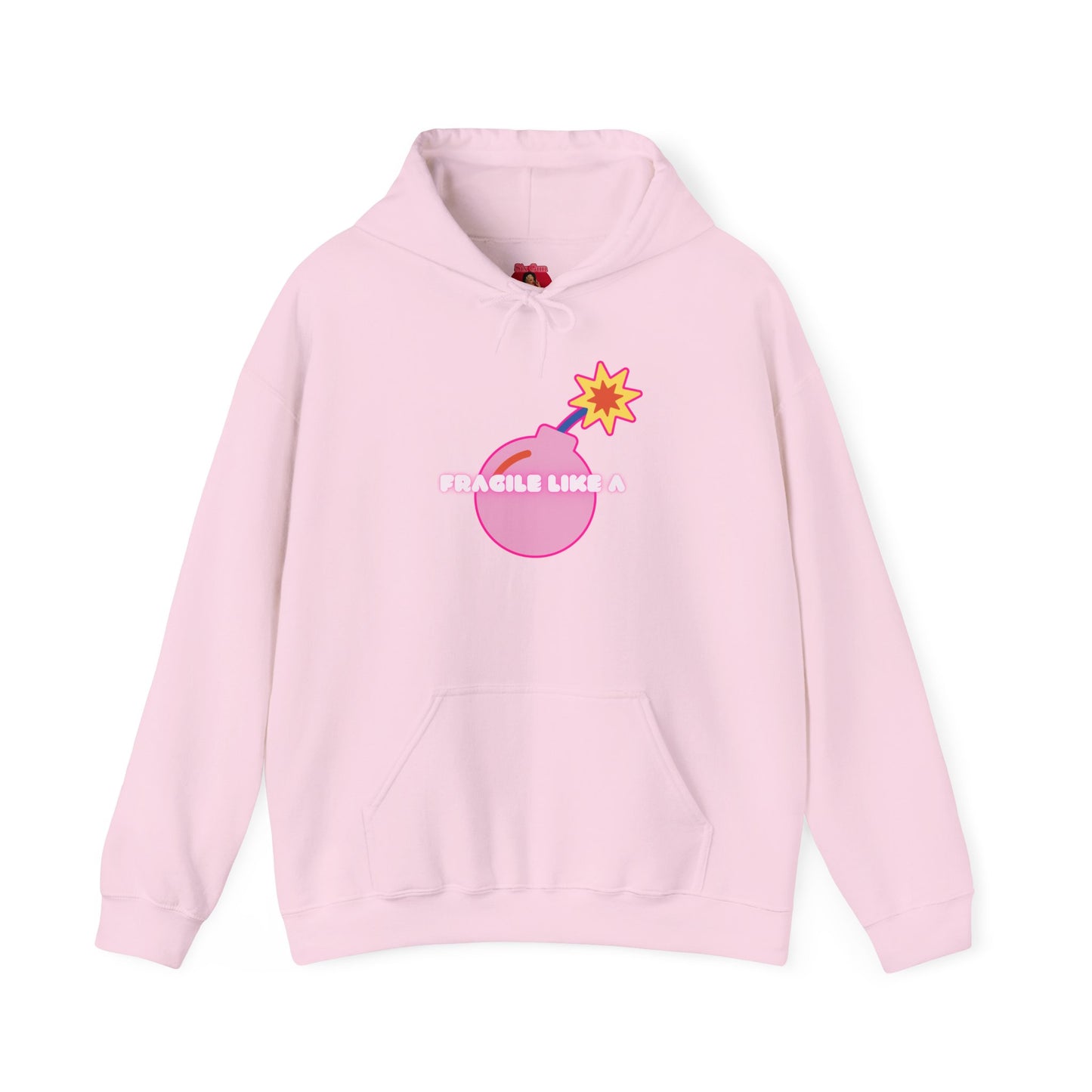 Hooded Sweatshirt 'Fragile like a Bomb' Female Empowerment Y2K Design
