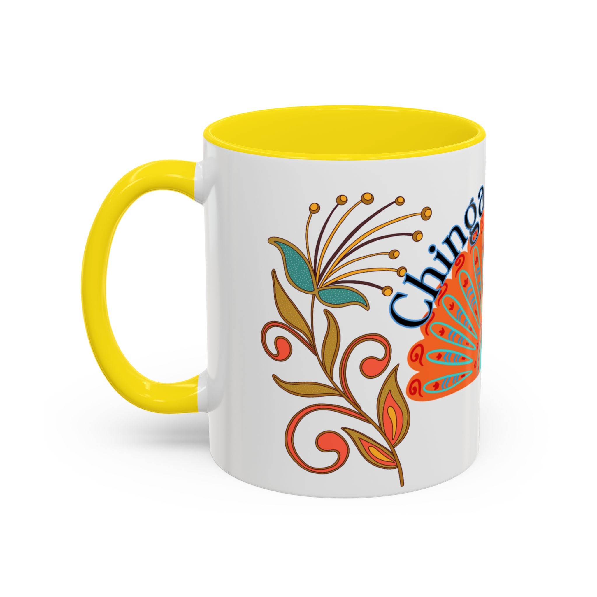 Coffee Mug — "Chinga la Migra" Colorful Peacock Accent Mug