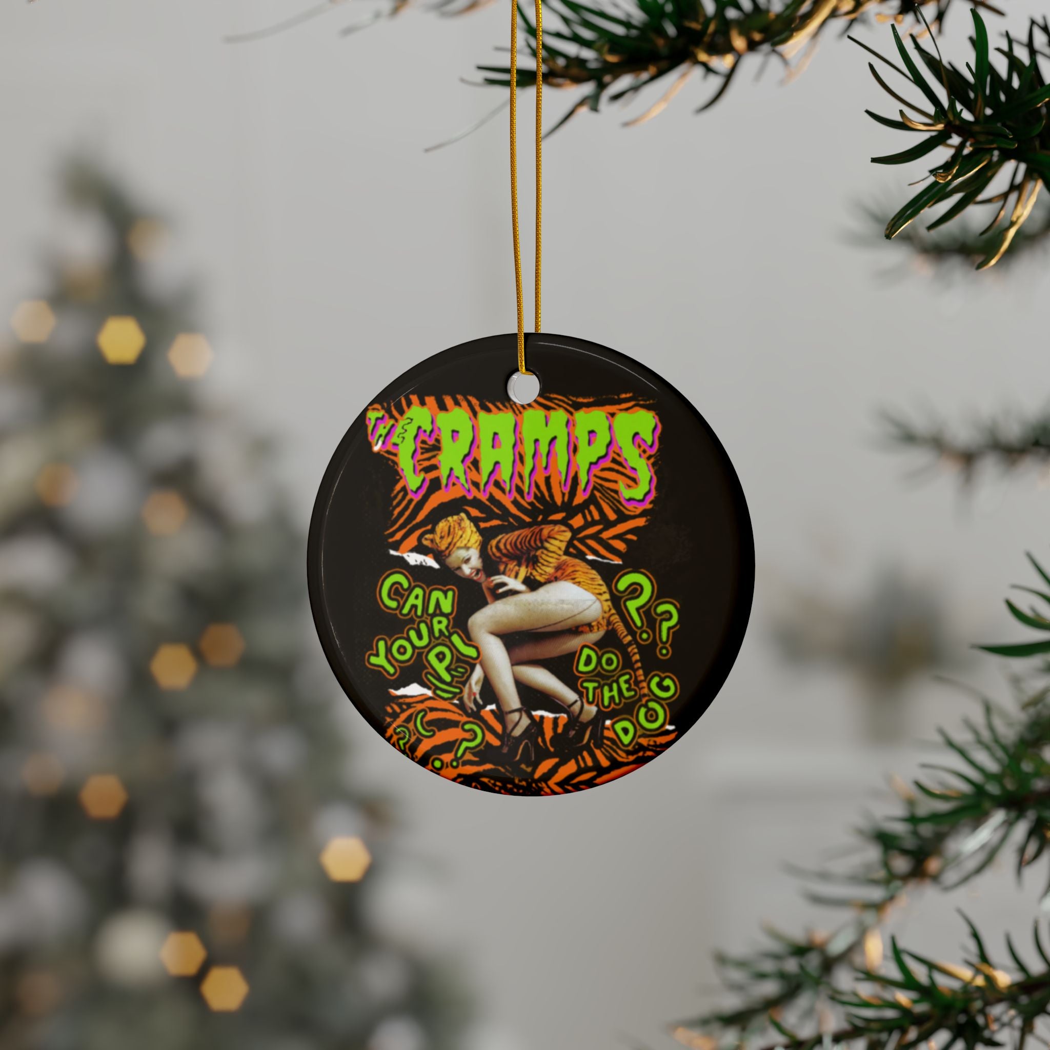 The Cramps, Punk Rock Ceramic Ornaments, 2-Sided Print, Unique Holiday Decorations, Gift Idea for Music Lovers, Retro Vintage Decor, Cramps Artwork