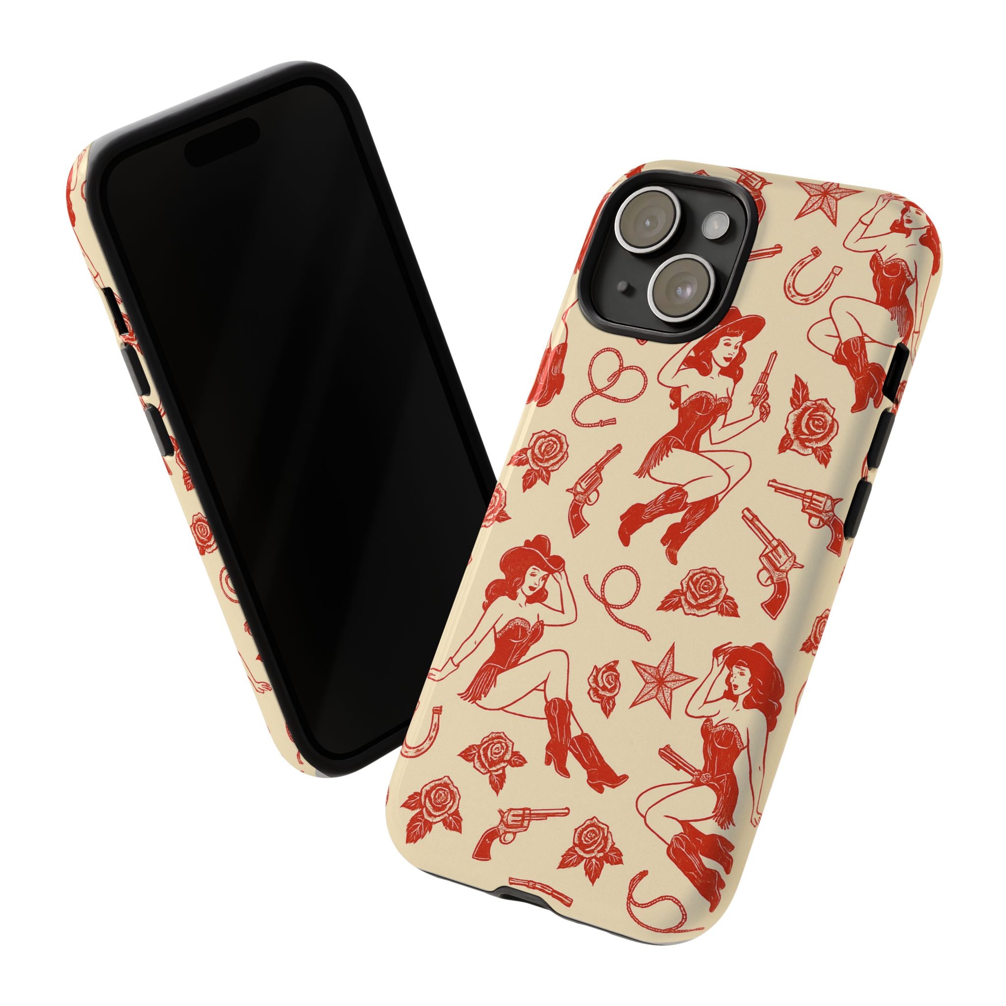Tough Cases - Vintage Cowgirl Pattern iPhone Case
