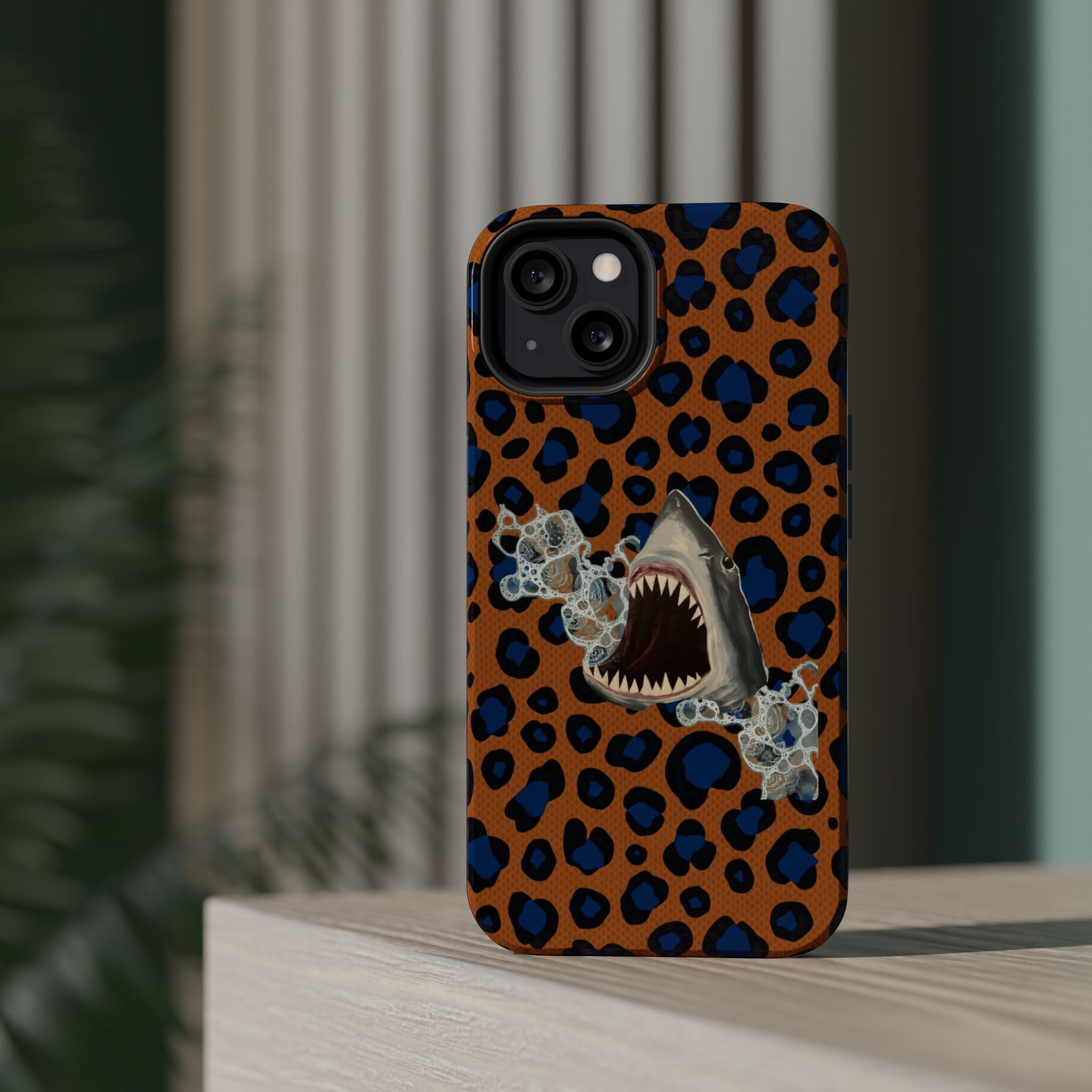 Shark Bite Leopard Print Phone Case — Magnetic Impact-Resistant