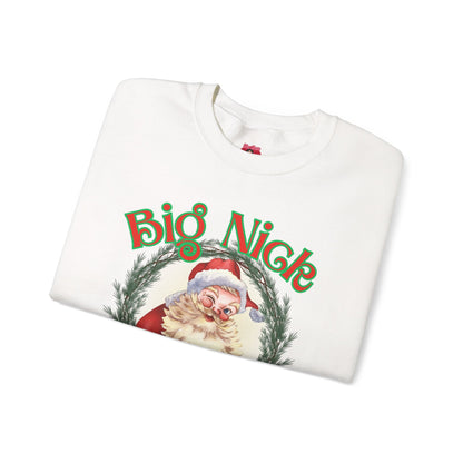 Funny Santa 'Big Nick Energy' Crewneck Sweatshirt for Christmas, Bold Vintage Design, Unique Apparel Jumper, Holiday Gift, Winter Clothing,
