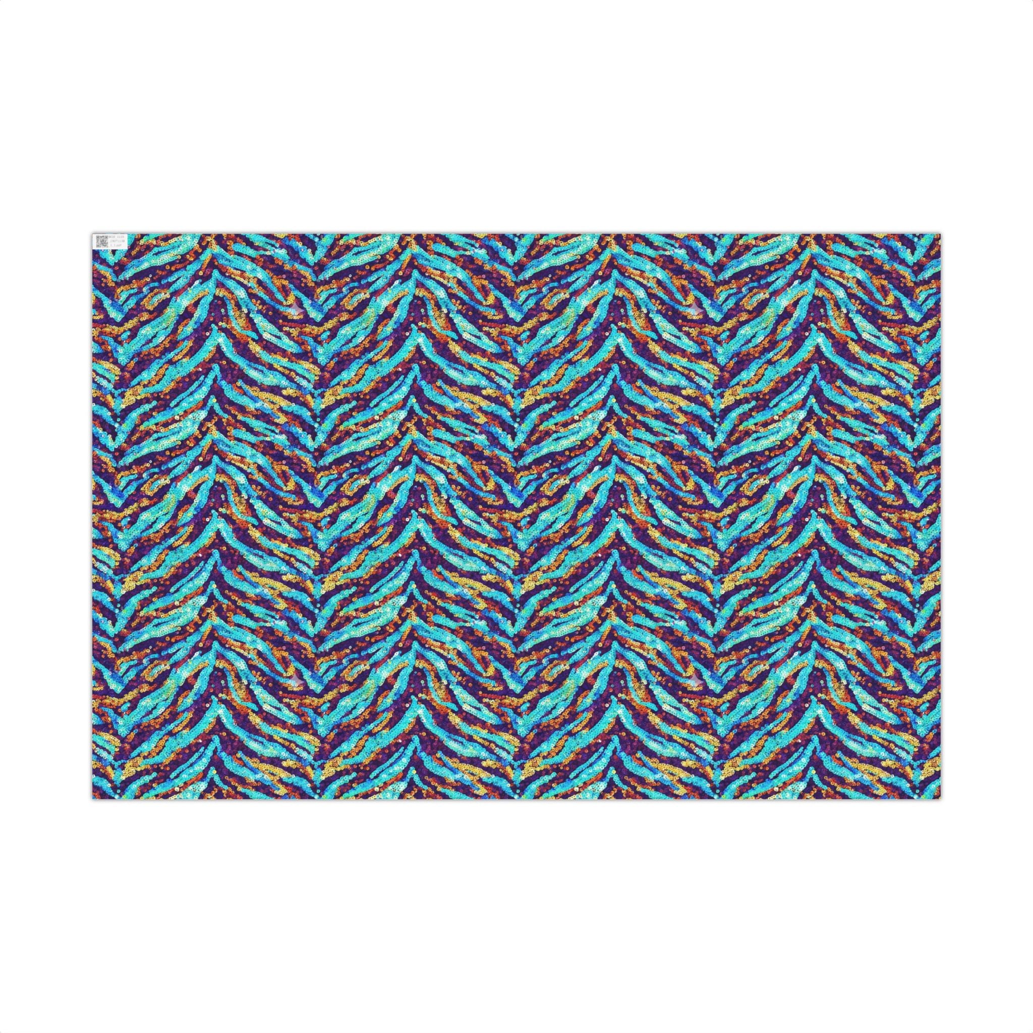Gift Wrap Paper — Vibrant Blue & Teal Abstract Zebra Pattern
