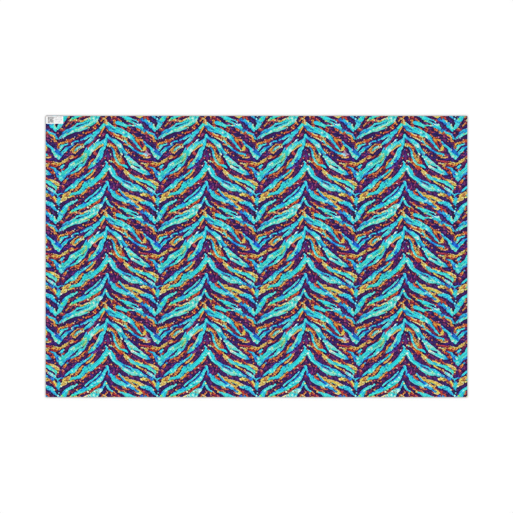 Gift Wrap Paper — Vibrant Blue & Teal Abstract Zebra Pattern