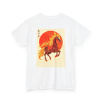 Chinease New Year, Fire Horse Graphic Tee — Flaming Horse Illustration T-Shirt (Oriental Zodiac-inspired)