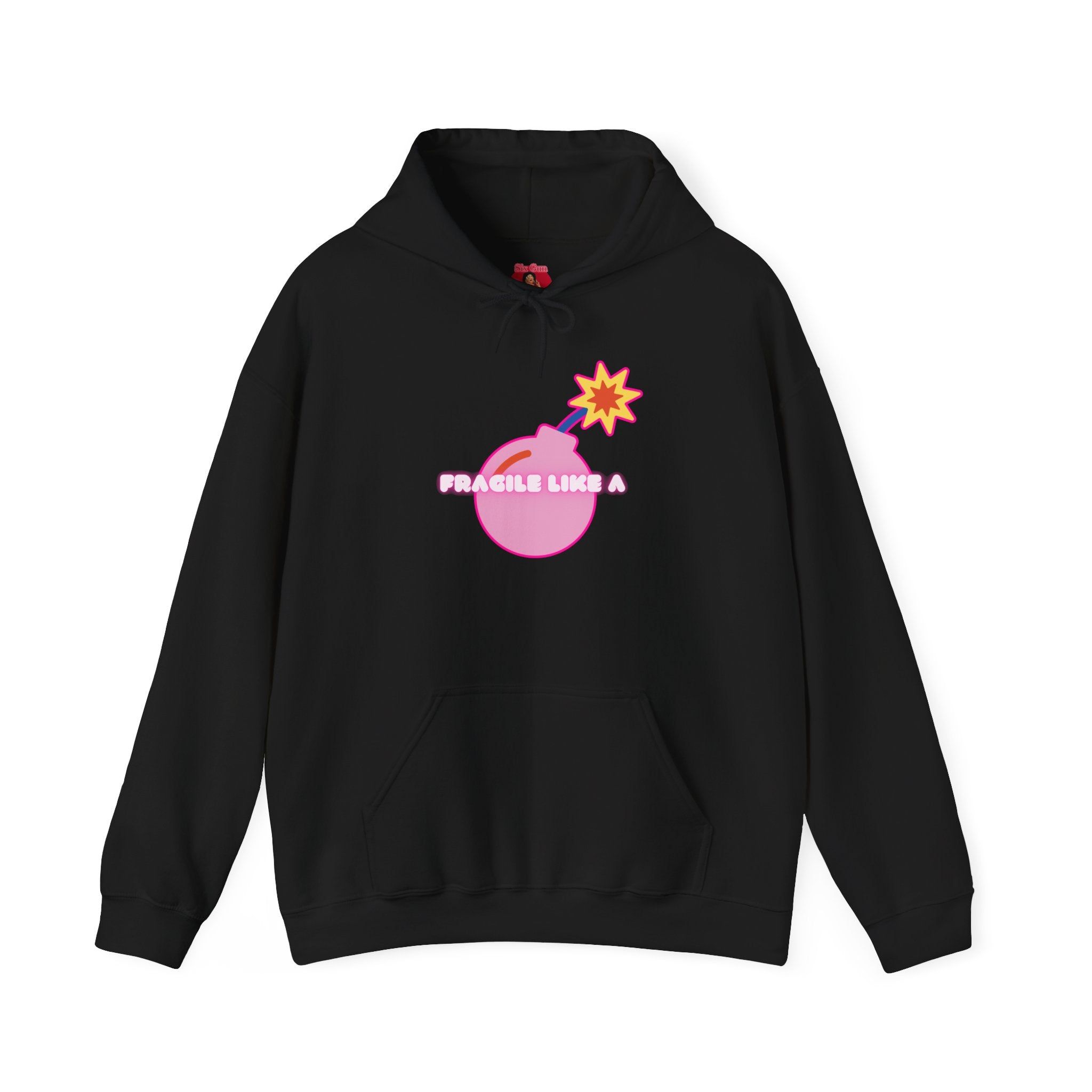 Hooded Sweatshirt 'Fragile like a Bomb' Female Empowerment Y2K Design