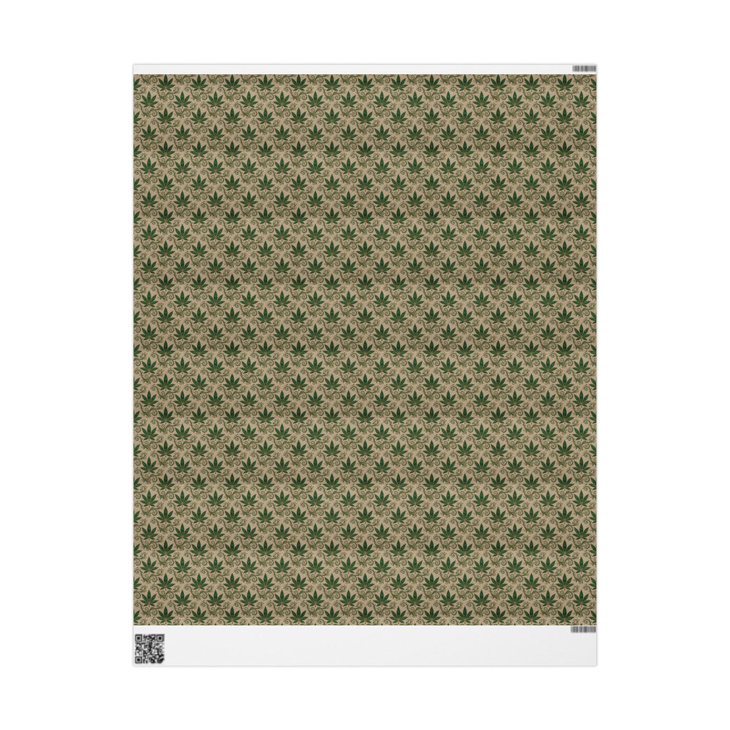 Cannabis Leaf Kraft Wrapping Paper – Green Marijuana Pattern Gift Wrap