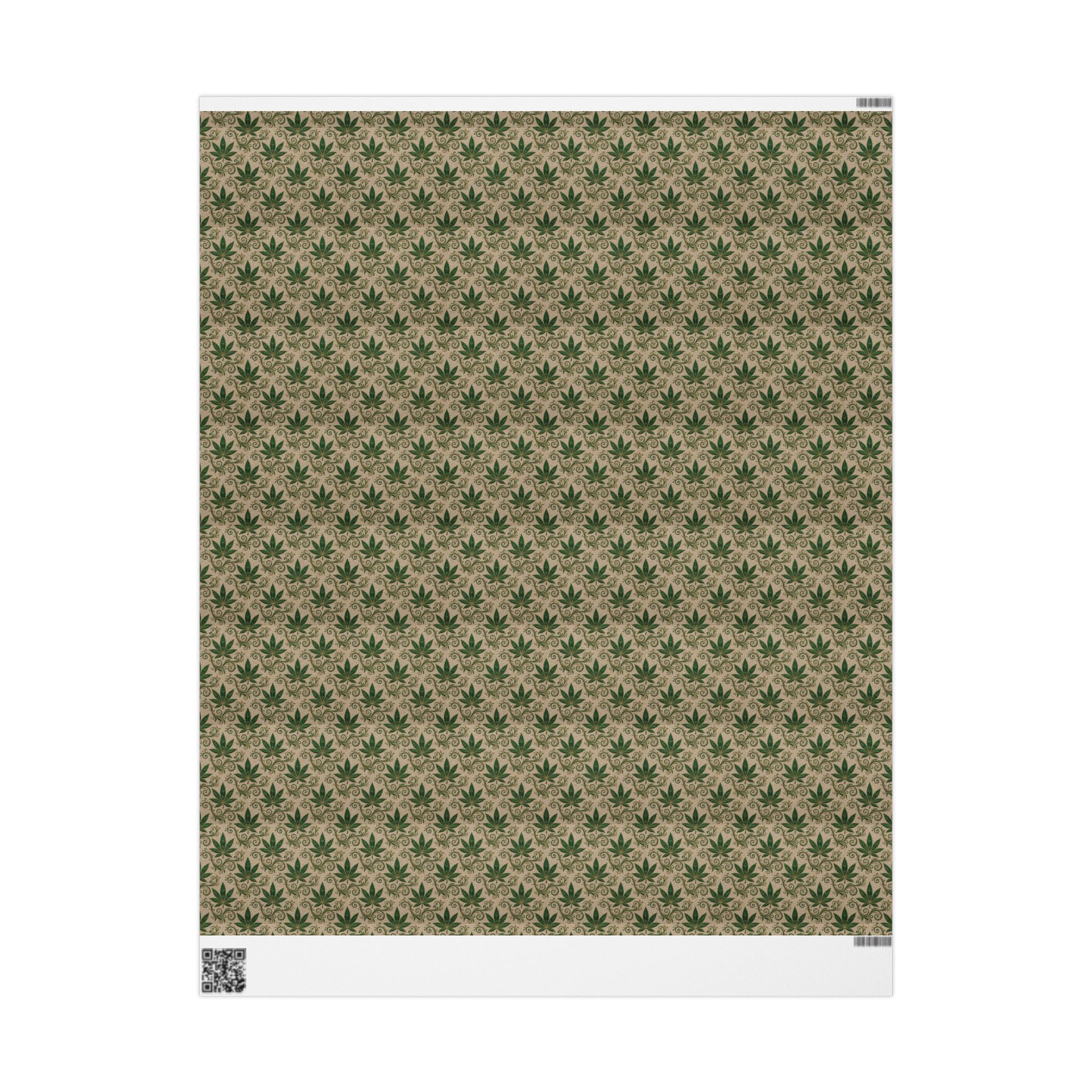 Cannabis Leaf Kraft Wrapping Paper – Green Marijuana Pattern Gift Wrap