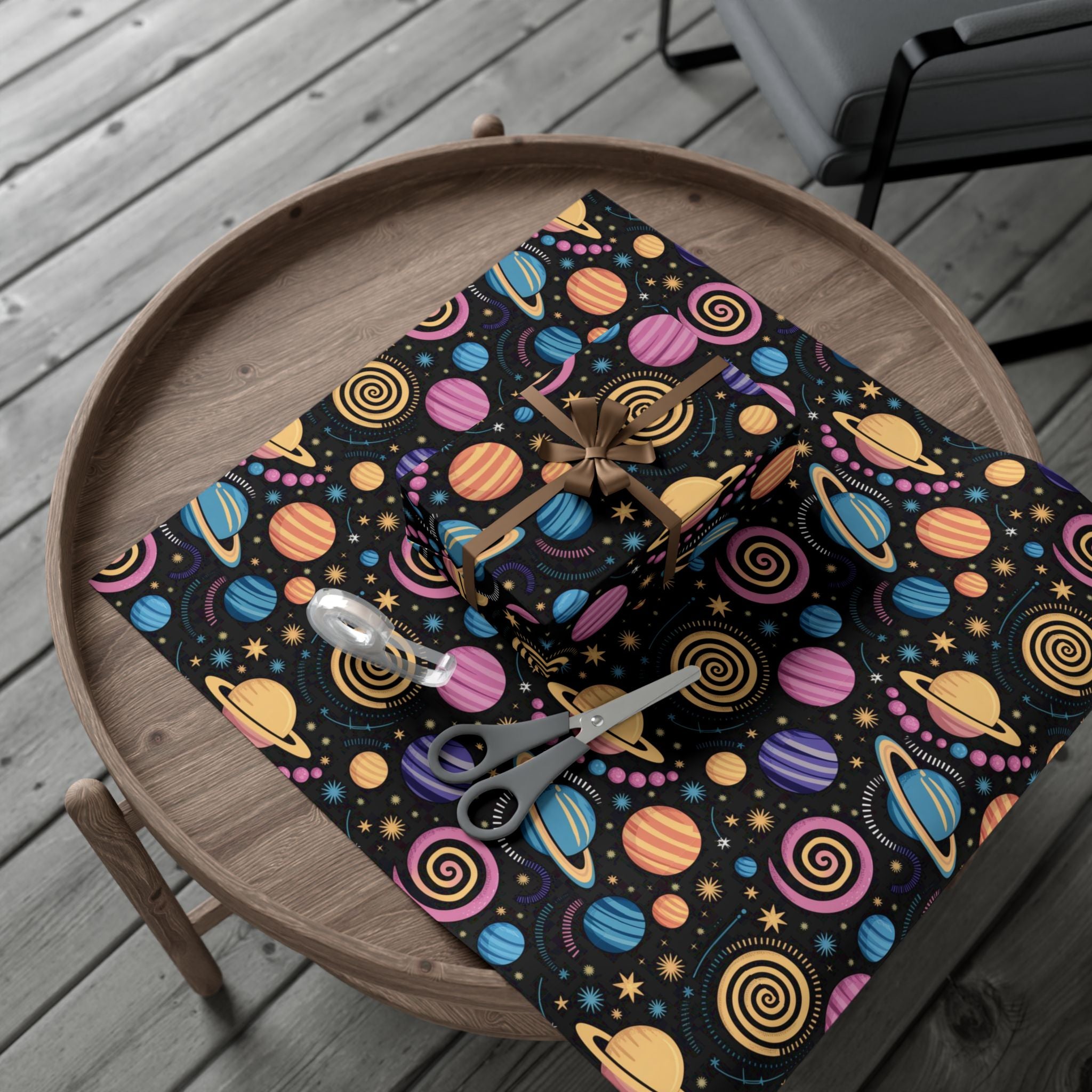 Space Planet Gift Wrap Paper — Colorful Solar System Wrapping Sheets for Kids’ Birthdays & Holidays