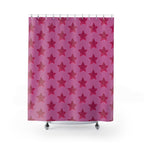 Pink Stardust Sweetheart Shower Curtain | Bright Retro Glam Star Pattern