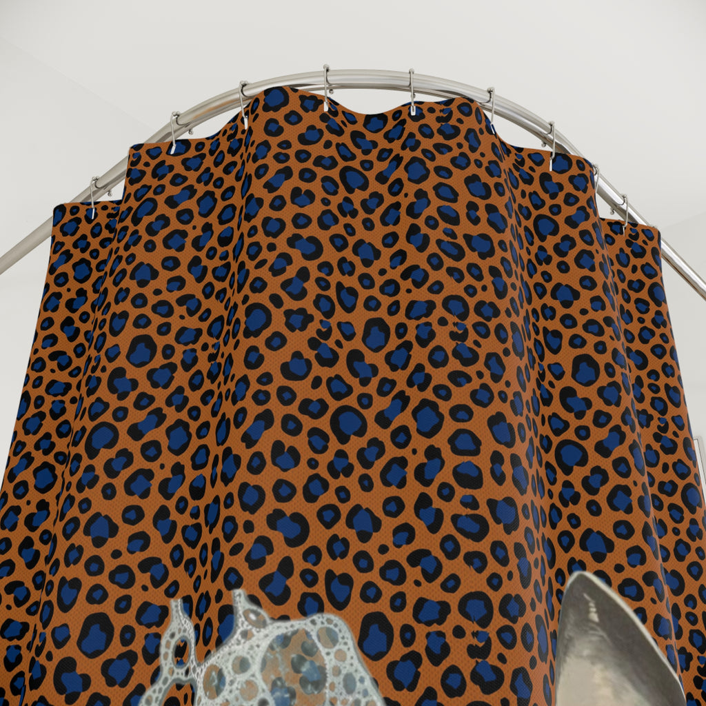 Leopard Print Shark Shower Curtain — Bold Ocean & Animal Print Bathroom Decor