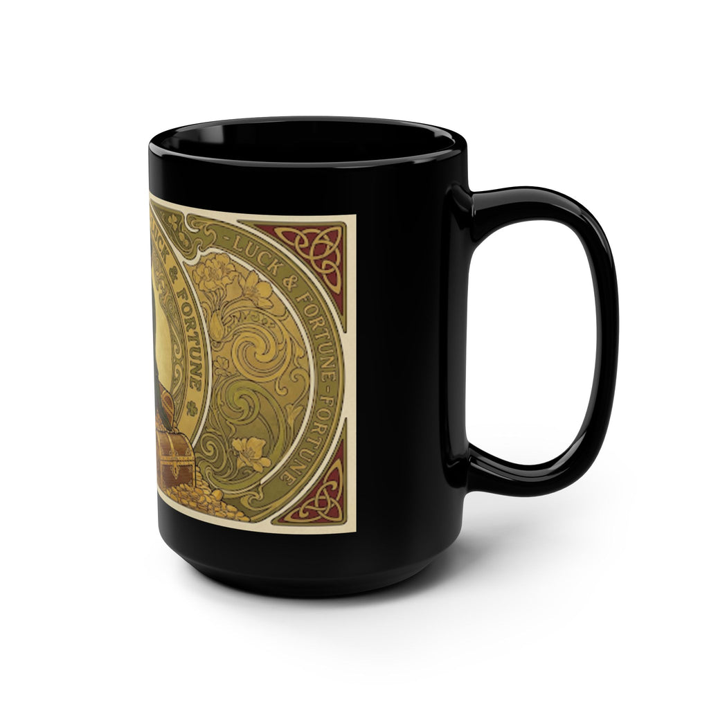 St. Patrick’s Vintage Leprechaun Black 15oz Coffee Mug — Luck & Fortune Design