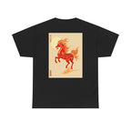 Chinease New Year, Fire Horse Graphic Tee — Flaming Horse Illustration T-Shirt (Oriental Zodiac-inspired)
