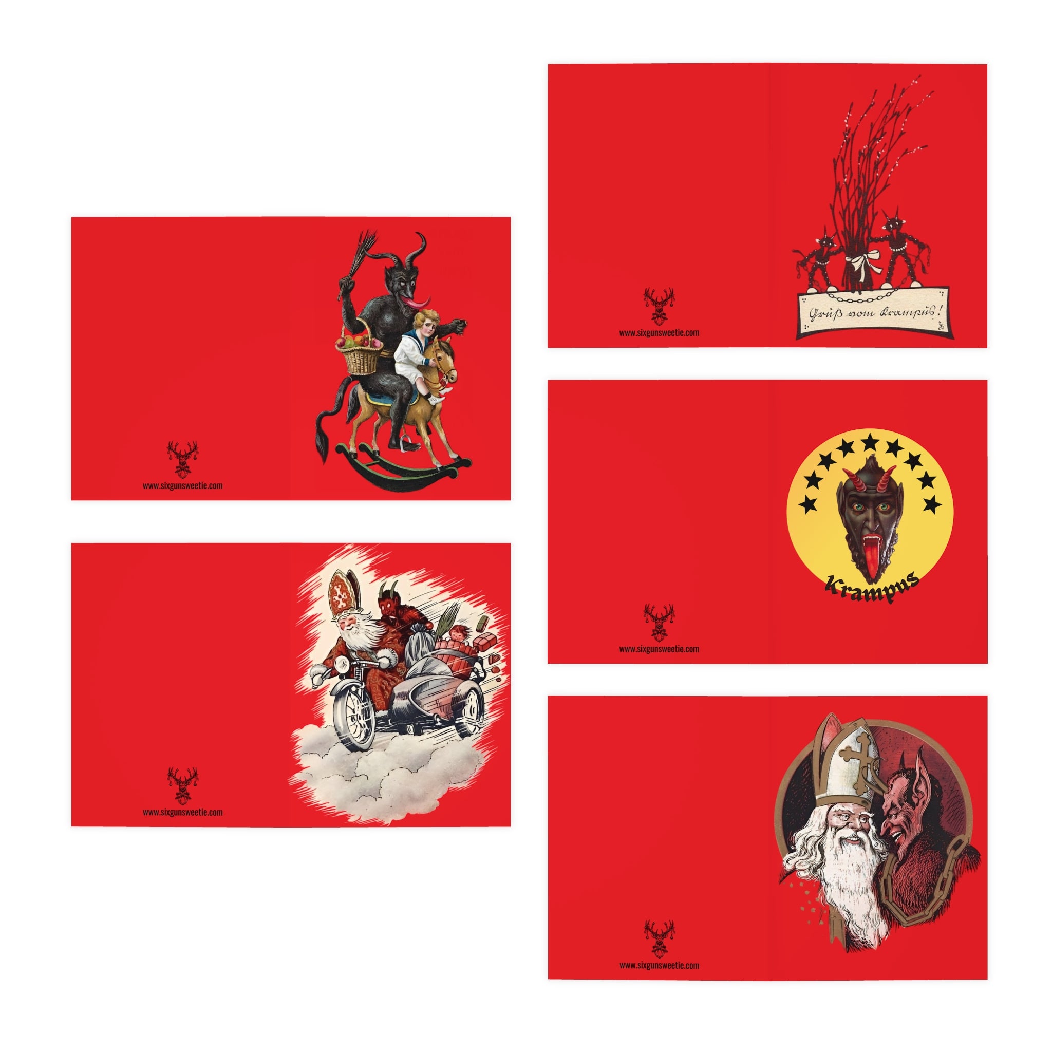 Greeting Cards - Vintage Krampus Christmas Cards (5-Pack)