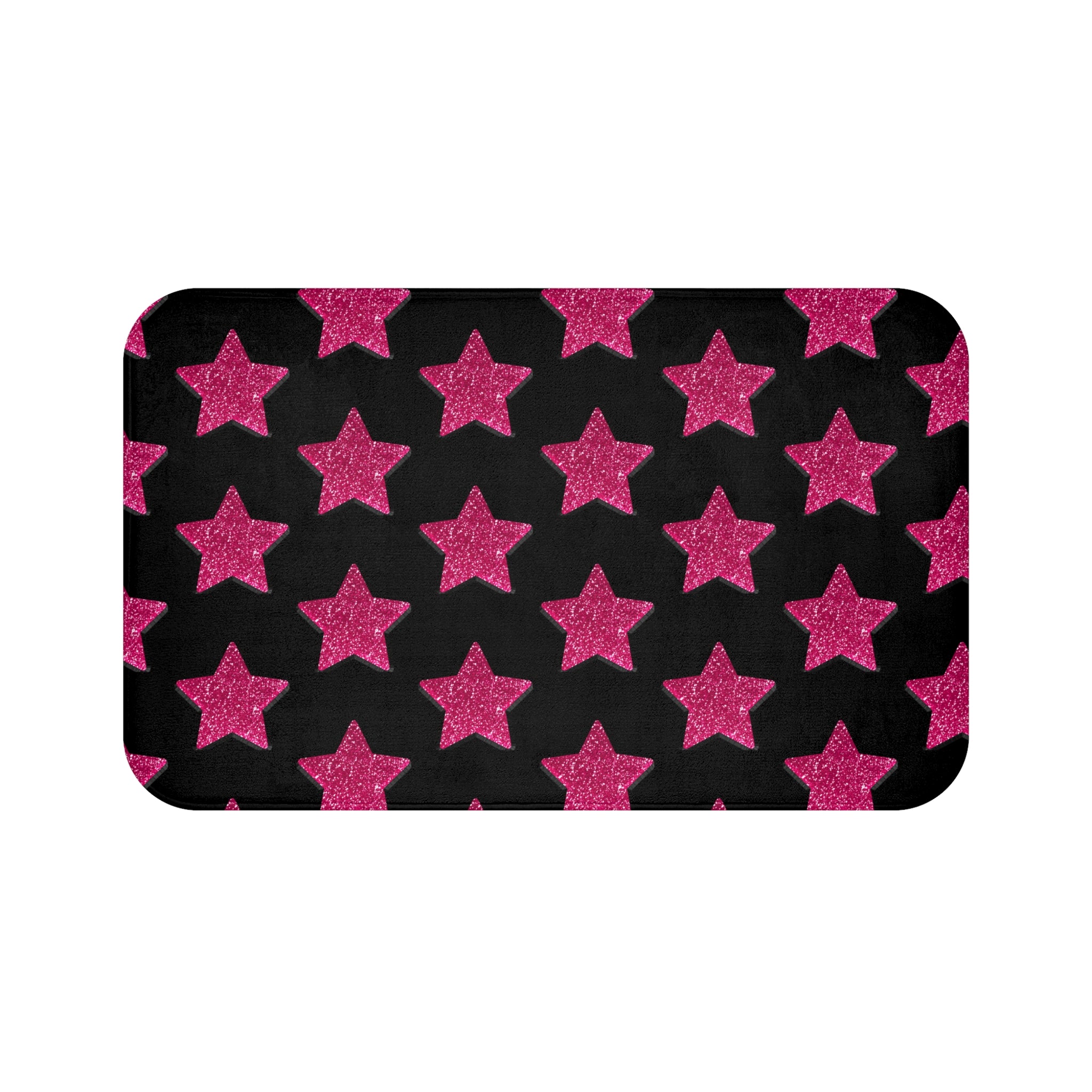 Pink Stardust Pop Bath Mat | Retro Glam Memory Foam | Matching Shower Curtain