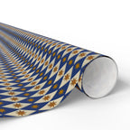 Navy Diamond Star Pattern Wrapping Paper | Geometric Holiday Wrap