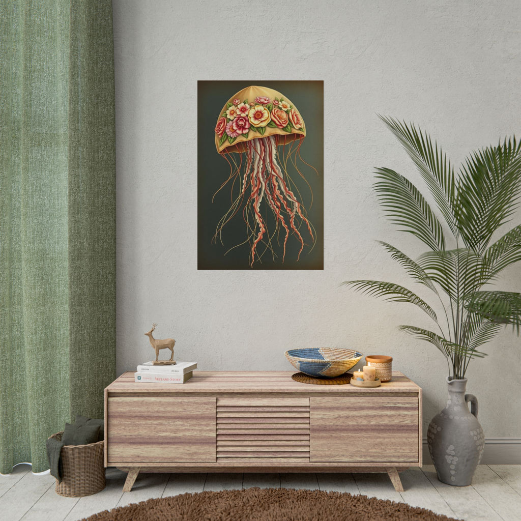 Floral Jellyfish Poster