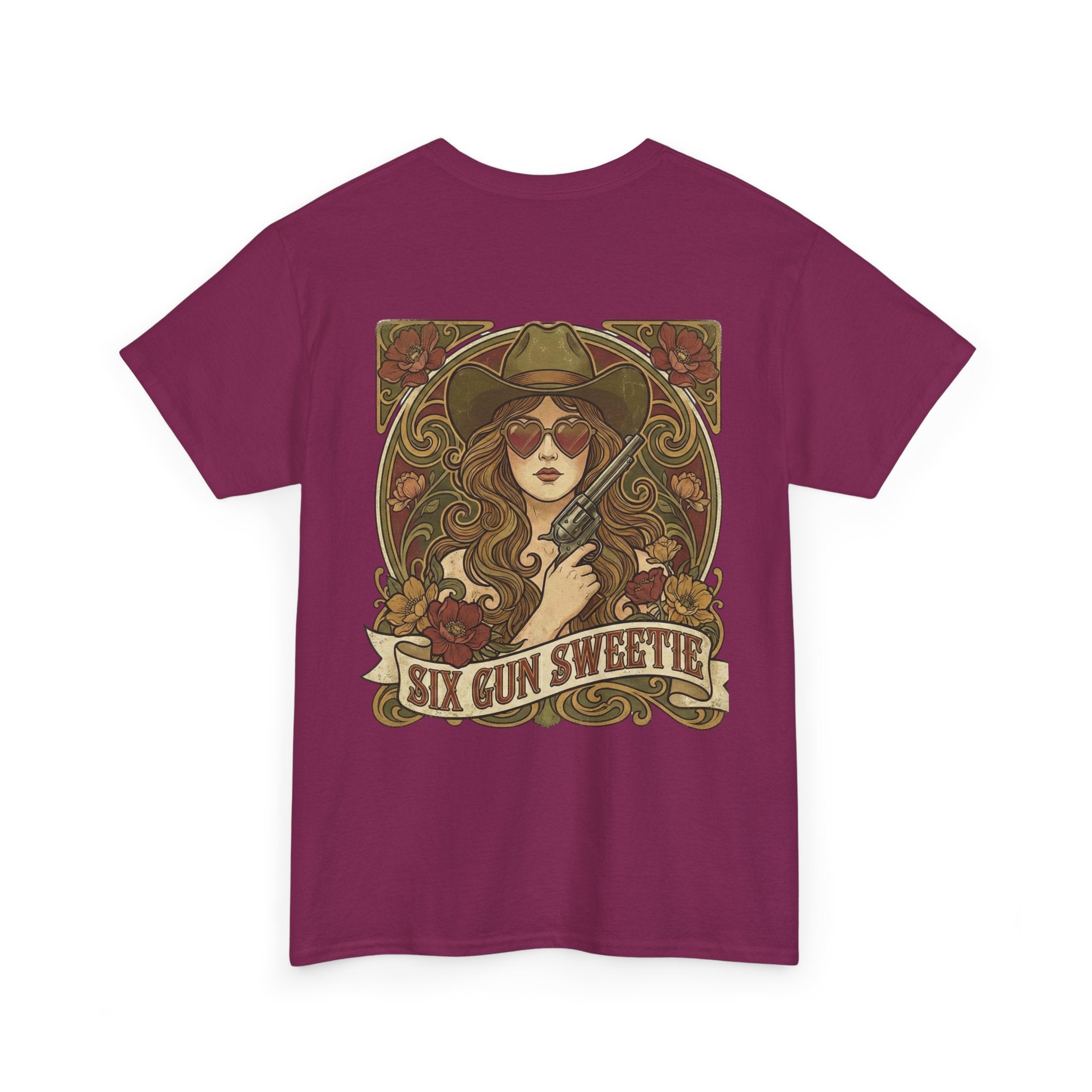 Cowgirl Sweetie Tee — "Six Gun Sweetie" Heart-Sunglasses Wild West Feminist Shirt