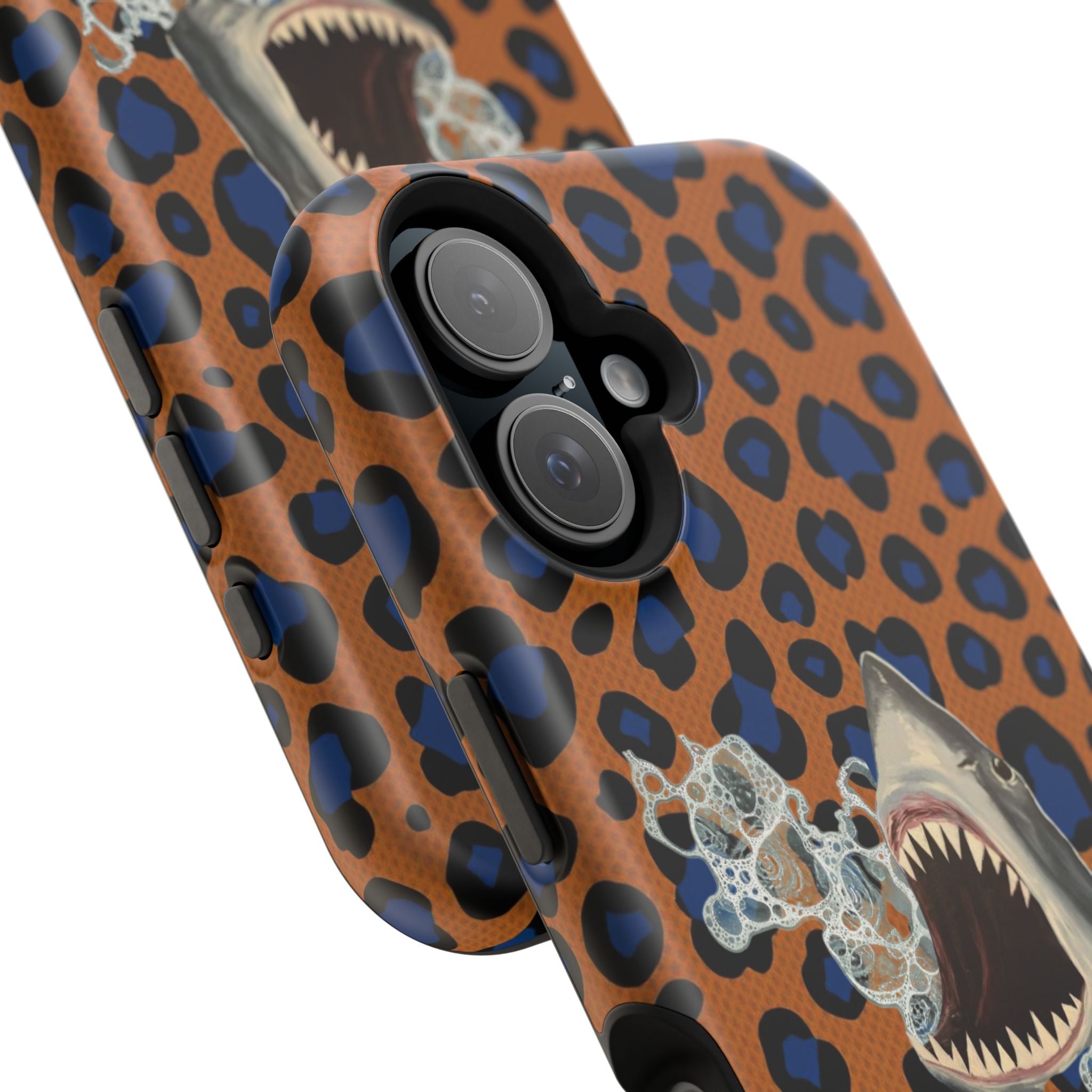 Shark Bite Leopard Print Phone Case — Magnetic Impact-Resistant