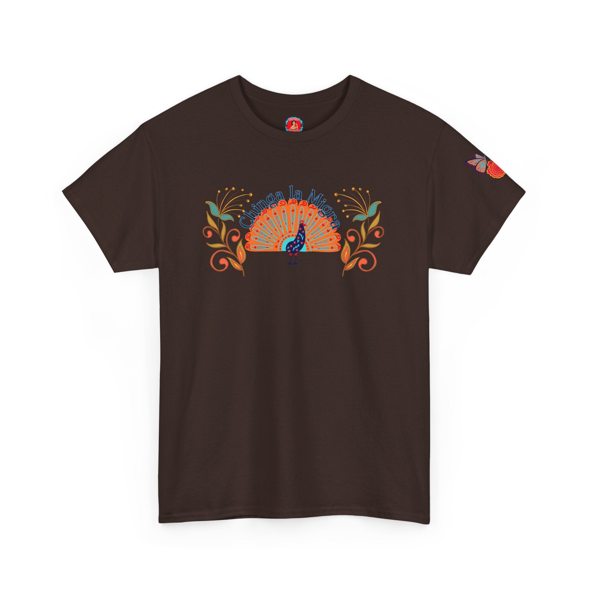 Peacock Sunset T-Shirt — Colorful Floral Folk Art Tee