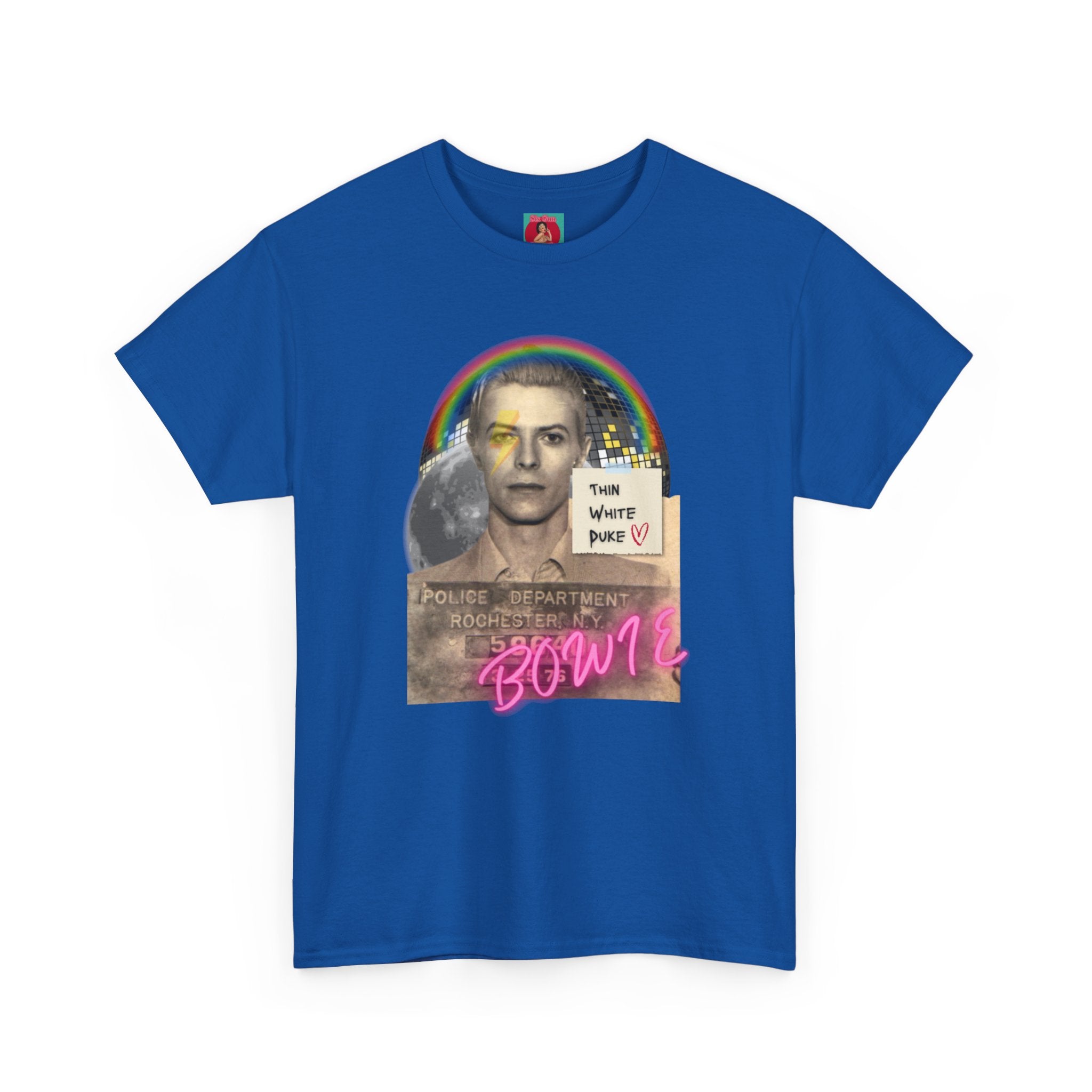 David Bowie Retro Glam Rock Mugshot Unisex Tshirt, Heavy Quality Cotton Shirt, Thin White Duke, Ziggy Stardust