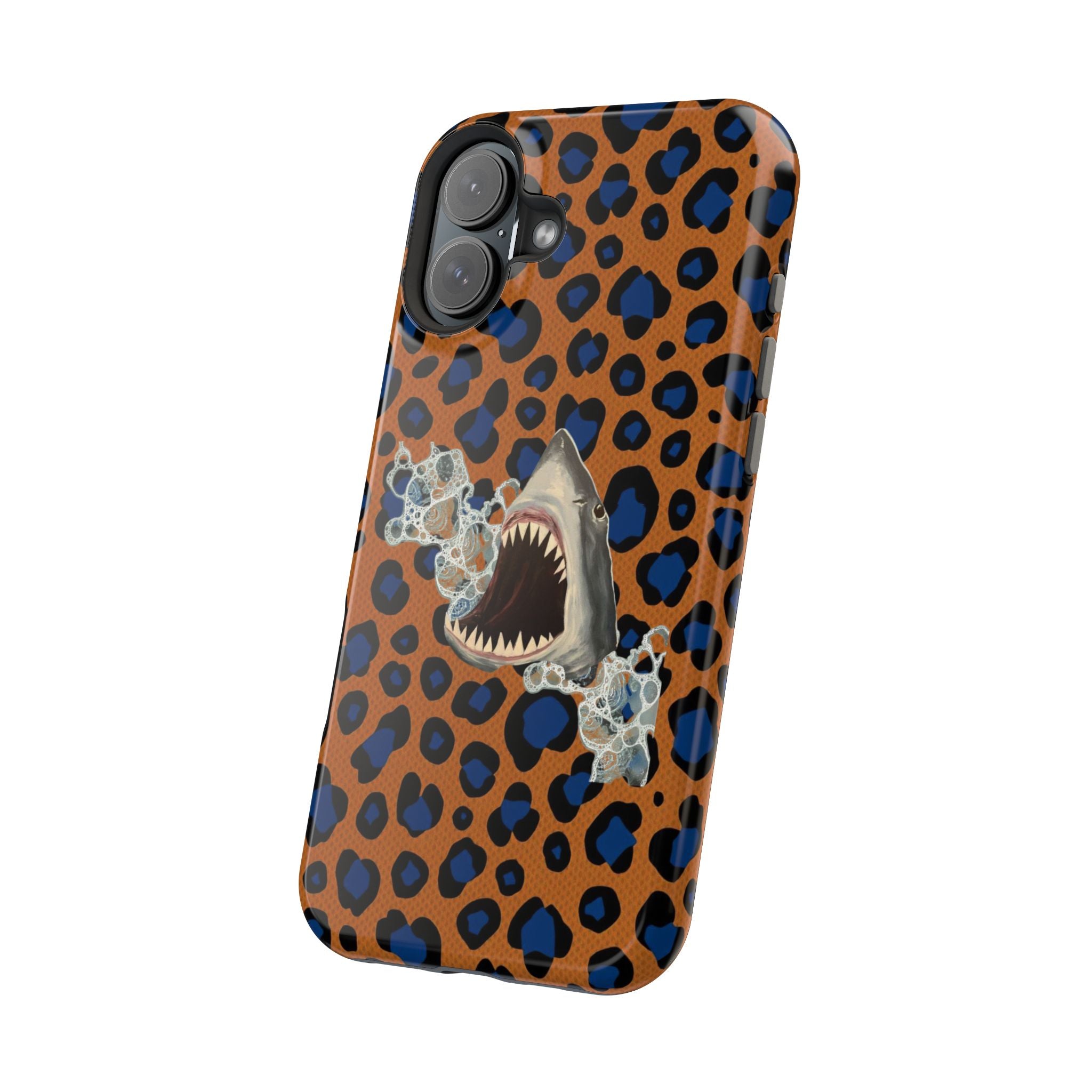 Shark Bite Leopard Print Phone Case — Magnetic Impact-Resistant