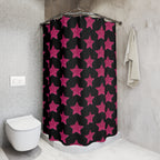 Pink Stardust Pop Shower Curtain | Bold Retro Glam Bathroom Decor